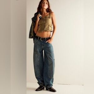 FREE PEOPLE LOREN CARPENTER BARREL INDIGO DUSK